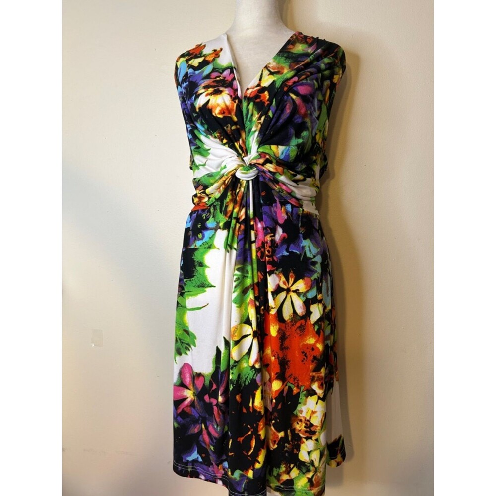 Floral Knot Front Multicolor Dress
